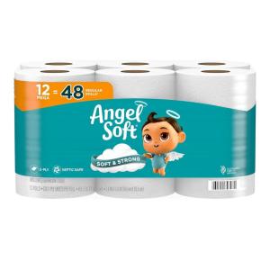 imageAngel Soft Toilet Paper 12 Mega Rolls  48 Regular Rolls Soft and Strong Toilet Tissue