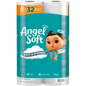 imageAngel Soft Toilet Paper 4 Mega Rolls  16 Regular Rolls Soft and Strong Toilet Tissue320 sheet Pack of 8