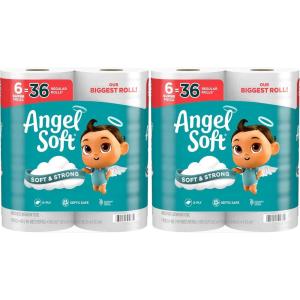 imageAngel Soft Toilet Paper 6 Super Mega Rolls  36 Regular Rolls Pack of 2