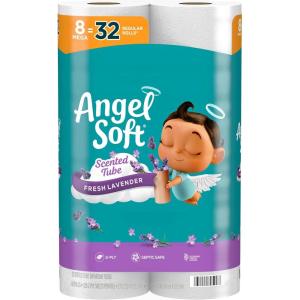 imageAngel Soft Toilet Paper with Fresh Lavender Scented Tube 8 Mega Rolls  32 Regular Rolls Soft and Strong Toilet Tissue