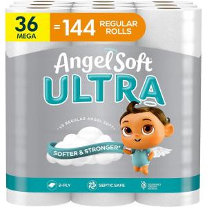 imageAngel Soft Ultra Toilet Paper 36 Mega Rolls  144 Regular Rolls 2 Ply Toilet Tissue320 sheet Pack of 36