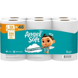 imageAngel Soft Toilet Paper 18 Mega Rolls  72 Regular Rolls Soft and Strong Toilet Tissue320 Sheet Pack of 12