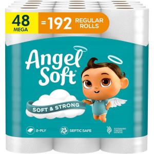 imageAngel Soft Toilet Paper 18 Mega Rolls  72 Regular Rolls Soft and Strong Toilet Tissue320 Sheet Pack of 48