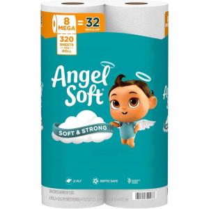 imageAngel Soft Toilet Paper 18 Mega Rolls  72 Regular Rolls Soft and Strong Toilet Tissue320 Sheet Pack of 8